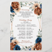 Terracotta Navy Blue Geometric Wedding Program (Rückseite)