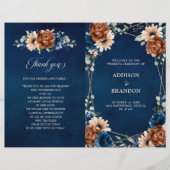 Terracotta Navy Blue Geometric Wedding Program (Vorderseite)