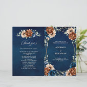 Terracotta Navy Blue Geometric Wedding Program (Stehend Vorderseite)