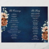 Terracotta Navy Blue Geometric Wedding Program (Rückseite)
