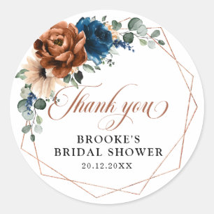 Terracotta Navy Blue Green Geometric Vielen Dank Runder Aufkleber