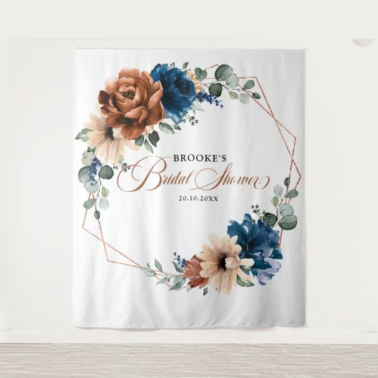 Terracotta Navy Blue Greenerity Foto Stand Hinterg Wandteppich (Vorderseite)