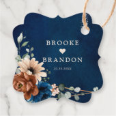 Terracotta Navy Blue Greenerity Wedding Vielen Dan Geschenkanhänger (Rückseite)