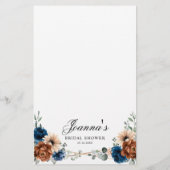 Terracotta Navy Blue Greenery Brautparty Game (Rückseite)