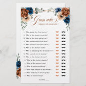 Terracotta Navy Blue Greenery Brautparty Game (Vorne/Hinten)