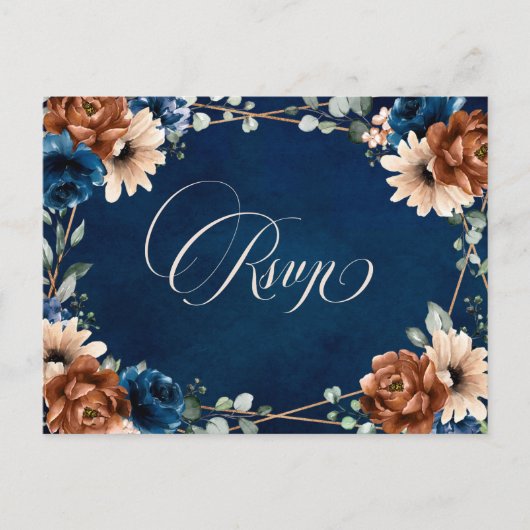 Terracotta Navy Blue Greenery Geometric UAWG Postc Postkarte (Vorderseite)