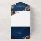 Terracotta Navy Blue Greenery Geometric Wedding Al All In One Einladung (Außenbereich)