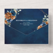 Terracotta Navy Blue Greenery Geometric Wedding Al All In One Einladung (Rückseite)