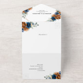 Terracotta Navy Blue Greenery Geometric Wedding All In One Einladung (Außenbereich)
