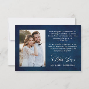 Terracotta Navy Blue Greenery Geometric Wedding Dankeskarte