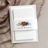 Terracotta Navy Blue Greenery Geometric Wedding Einladungsbanderole