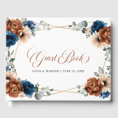 Terracotta Navy Blue Greenery Geometric Wedding Gästebuch (Vorderseite)