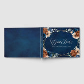 Terracotta Navy Blue Greenery Geometric Wedding Gästebuch (Voll)