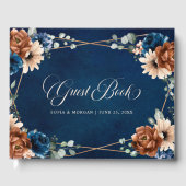 Terracotta Navy Blue Greenery Geometric Wedding Gästebuch (Vorderseite)