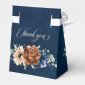 Terracotta Navy Blue Greenery Geometric Wedding Geschenkschachtel (Rückseite)