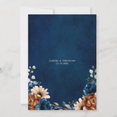 Terracotta Navy Blue Greenery Geometric Wedding in Einladung (Rückseite)