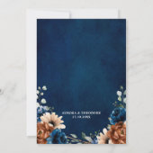 Terracotta Navy Blue Greenery Geometric Wedding in Einladung (Rückseite)