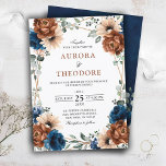 Terracotta Navy Blue Greenery Geometric Wedding in Einladung<br><div class="desc">Elegant Navy Blau,  Terracotta ,  Orange erthy floral Thema Hochzeit Einladung mit elegantem Bouquet von Navy Blau,  Terracotta Rose Peonies und grünen eucalyptus Blätter. Bitte kontaktieren Sie mich für Hilfe bei der Anpassung oder wenn Sie ein anderes Produkt mit diesem Design benötigen.</div>