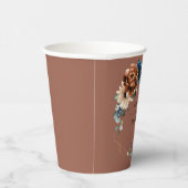 Terracotta Navy Blue Greenery Geometric Wedding Pappbecher (Rechts)