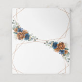 Terracotta Navy Blue Greenery Geometric Wedding Pl Platzkarte (Außenseite Aufgefaltet)
