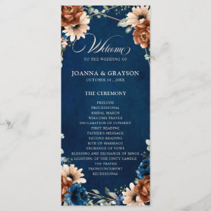 Terracotta Navy Blue Greenery Geometric Wedding Pr Programm