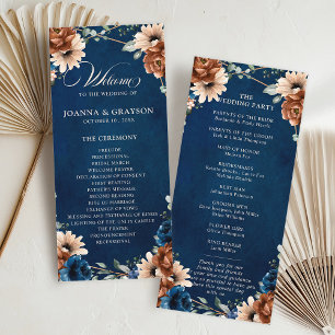 Terracotta Navy Blue Greenery Geometric Wedding Pr Programm
