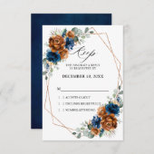 Terracotta Navy Blue Greenery Geometric Wedding RS RSVP Karte (Vorne/Hinten)