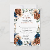 Terracotta Navy Blue Greenery Geometric Wedding RS RSVP Karte (Vorderseite)