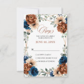 Terracotta Navy Blue Greenery Geometric Wedding RS RSVP Karte (Vorderseite)