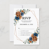 Terracotta Navy Blue Greenery Geometric Wedding