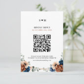 Terracotta Navy Blue Greenery Geometric Wedding RSVP Karte (Stehend Vorderseite)