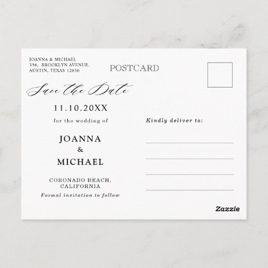 Terracotta Navy Blue Greenery Save the Date Postca Postkarte (Rückseite)