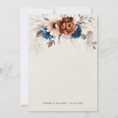 Terracotta Navy Blue Pampas Grass Botanical Weddin Einladung (Rückseite)