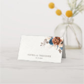 Terracotta Navy Blue Pampas Grass Rustikale Hochze Platzkarte (Rückseite)