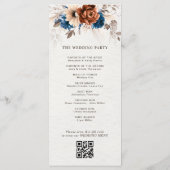 Terracotta Navy Blue Pampas Grass Rustikale Hochze Programm (Rückseite)