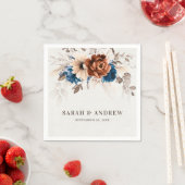 Terracotta Navy Blue Pampas Grass Rustikale Hochze Serviette (Beispiel)