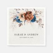 Terracotta Navy Blue Pampas Grass Rustikale Hochze Serviette (Vorderseite)