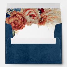 Terracotta Navy Blue Rust Blume und Pampas Grass
