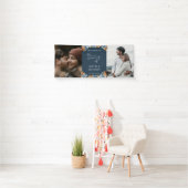 Terracotta Navy Blue Rust Foto Hochzeit Willkommen Banner (Insitu)