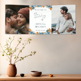 Terracotta Navy Blue Rust Foto Hochzeit Willkommen Banner