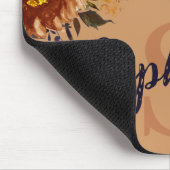 Terracotta Navy Blue Watercolor Floral Monogram Mousepad (Ecke)