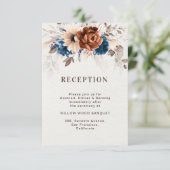 Terracotta Navy Blue Wedding Card RSVP Karte (Stehend Vorderseite)