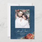 Terracotta Navy Blue Wedding Danke Foto (Vorderseite)