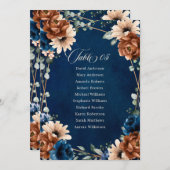 Terracotta Navy Blue Wedding Table Chart Einladung (Vorne/Hinten)