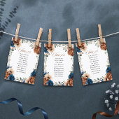 Terracotta Navy Blue Wedding Table Chart Einladung