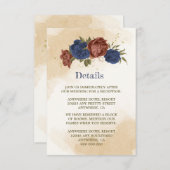 Terracotta navy blühende grüne Hochzeit Begleitkarte (Vorne/Hinten)