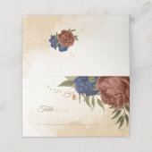 Terracotta navy blühende grüne Hochzeit Platzkarte (Außenseite Aufgefaltet)