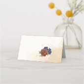 Terracotta navy blühende grüne Hochzeit Platzkarte (Rückseite)