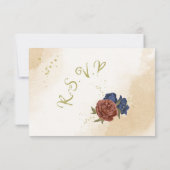 Terracotta navy blühende grüne Hochzeit RSVP Karte (Rückseite)