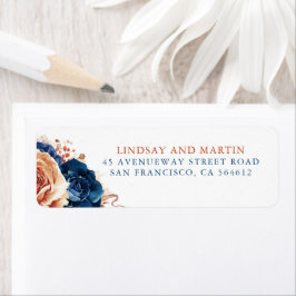 Terracotta Navy Blumen Elegantes Boho Label